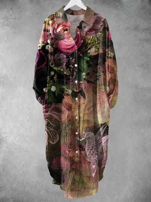 LD | Midi-jurk met knoopjes en bloemenprint