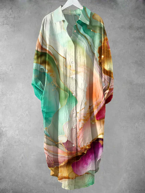 LD | Midi-jurk met knoopjes en bloemenprint