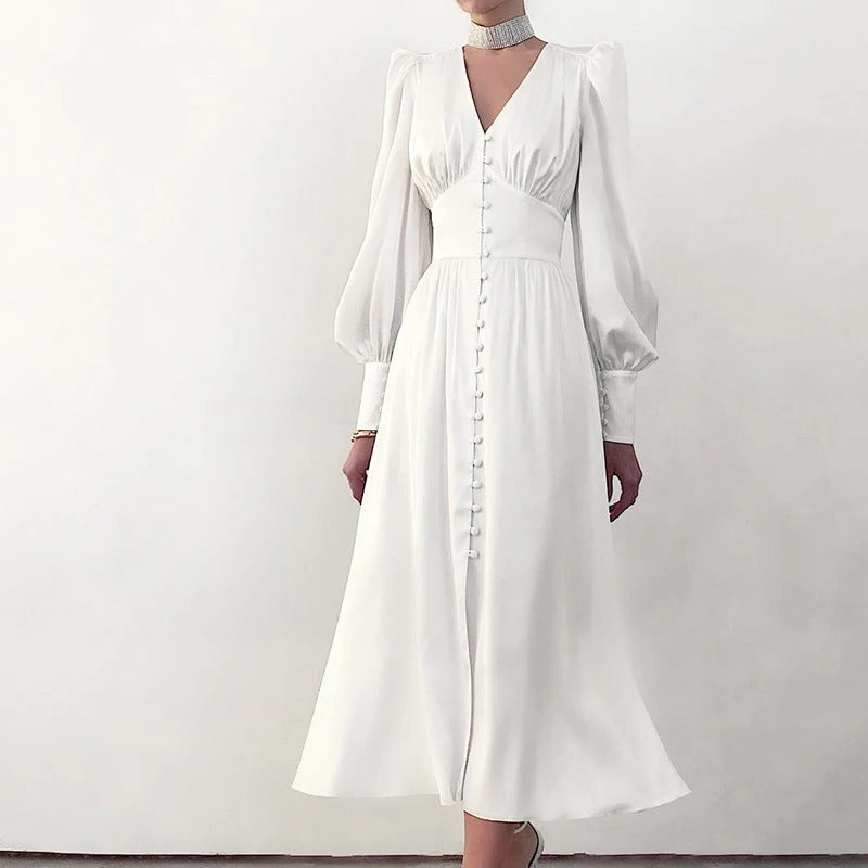 LD | Elegante satijnen midi-jurk met split