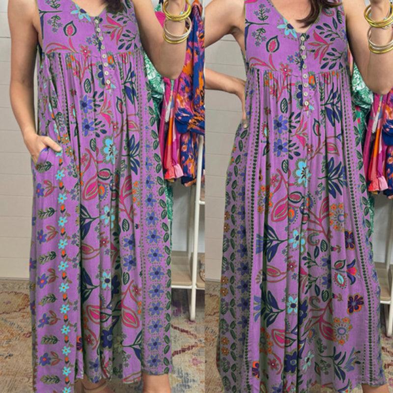 LD | Vintage geprinte mouwloze jumpsuit