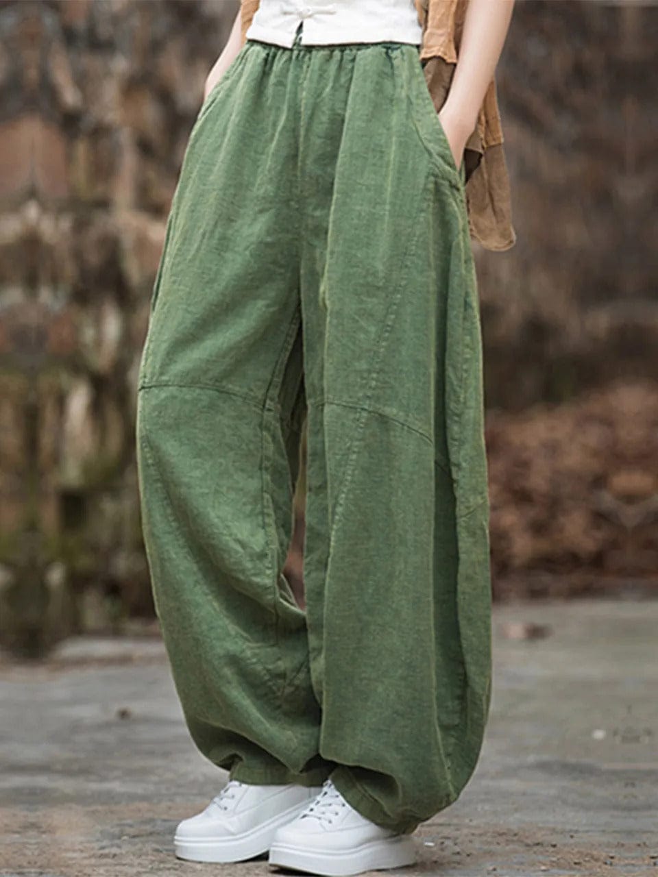 LD | Katoen-linnen Baggy Cargo Broek