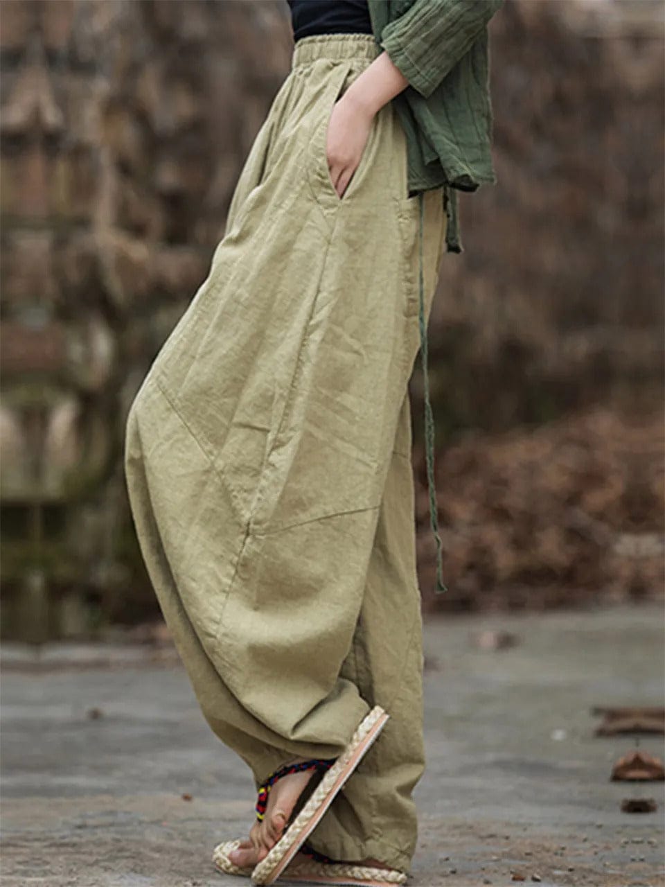 LD | Katoen-linnen Baggy Cargo Broek