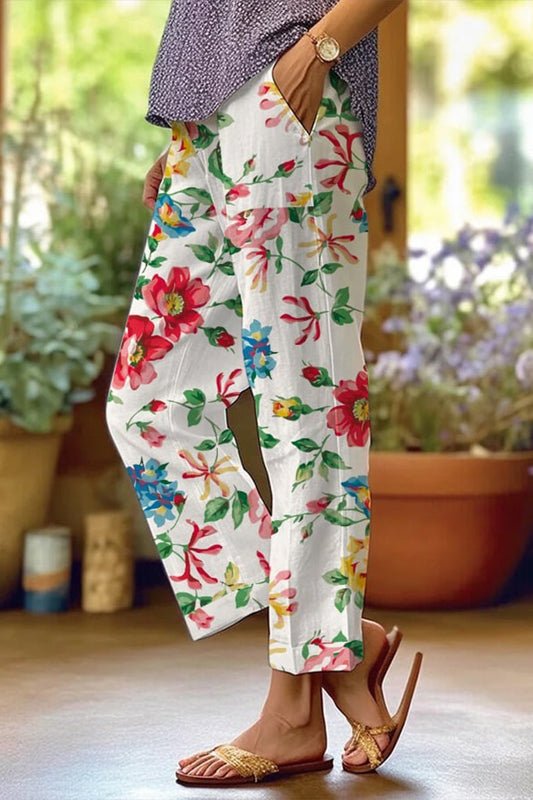 LD Floral Patchwork Losse Mid Taille Rechte Volledige Print Zwembroekjes (6 Kleuren)