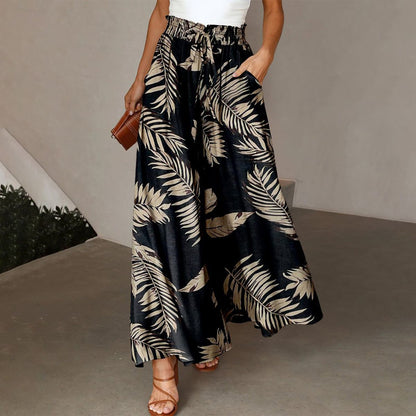 LD | Populaire broek met plantenprint opzij