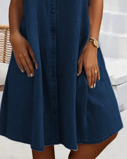 LD | midi-jurk met korte mouwen en knoopsluiting