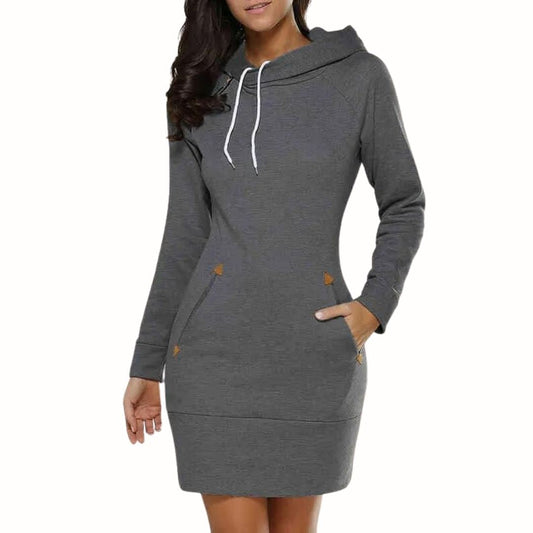 LD | Casual sweatshirt jurk met capuchon en zakken