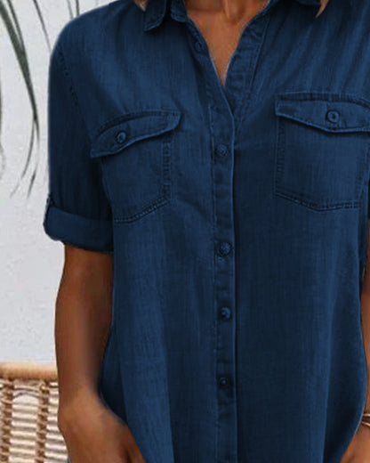 LD | midi-jurk met korte mouwen en knoopsluiting