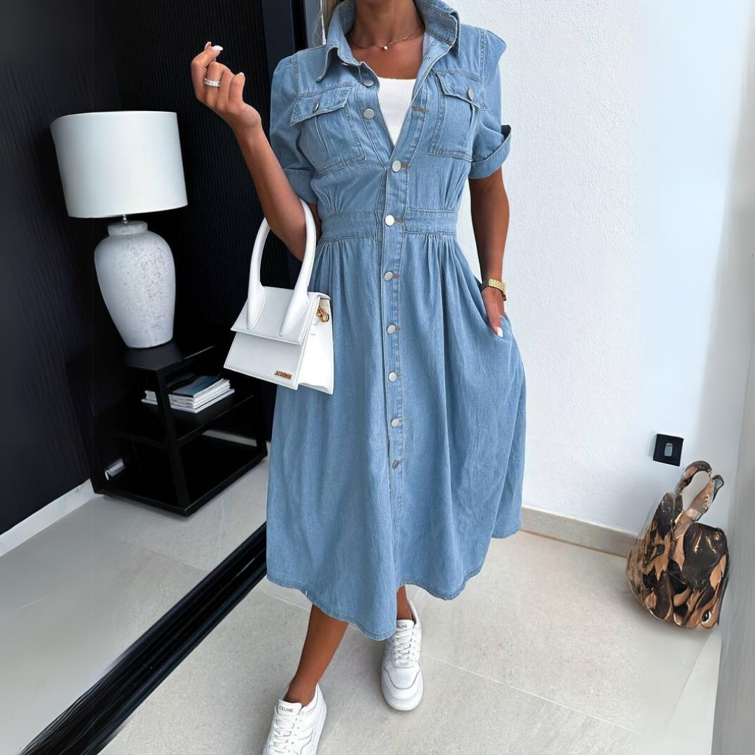 Elegante vintage zomer midi-jurk