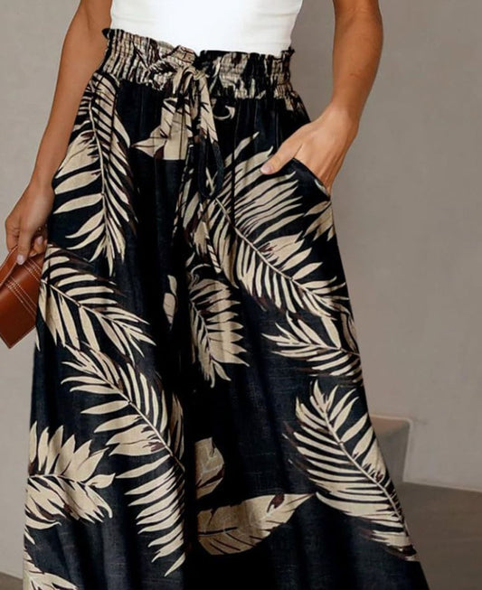 LD | Populaire broek met plantenprint opzij