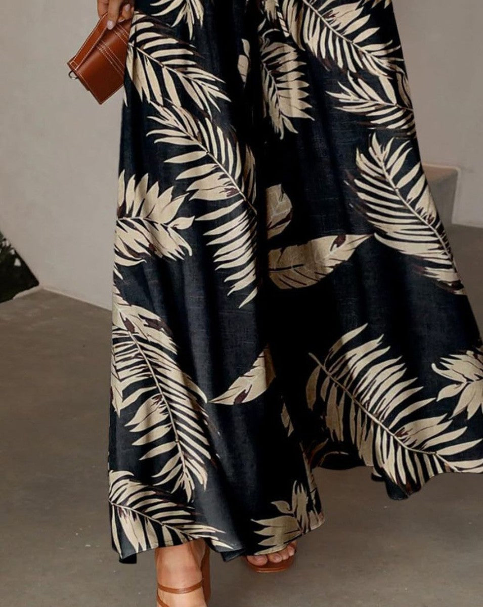 LD | Populaire broek met plantenprint opzij