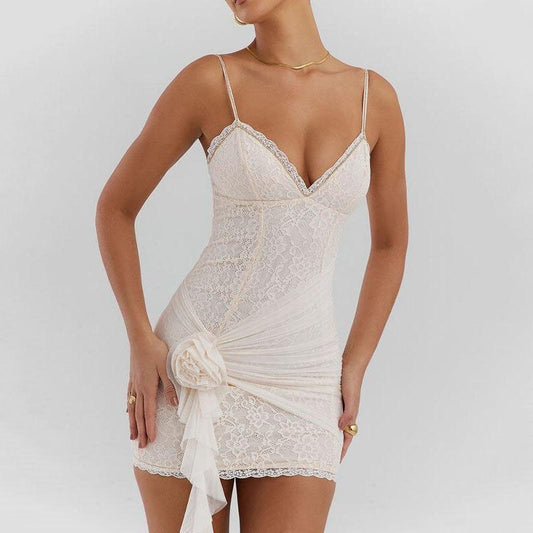 LD | Zomerse elegantie Wit kanten mini jurkje