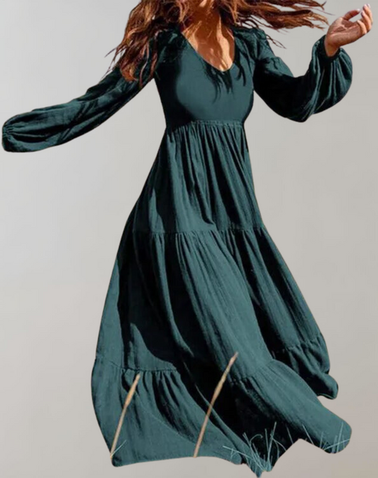 LD Casual maxi-jurk met V-halslijn