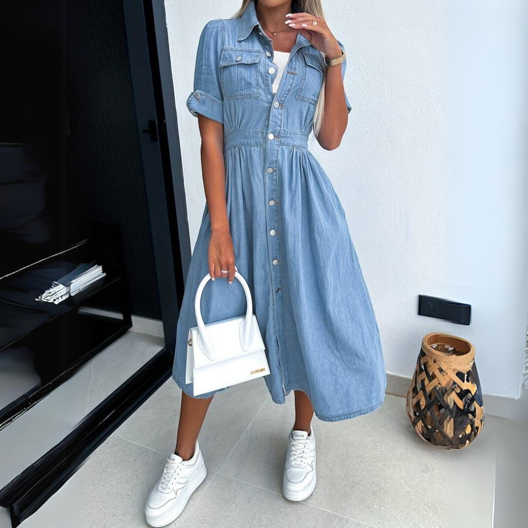 Elegante vintage zomer midi-jurk