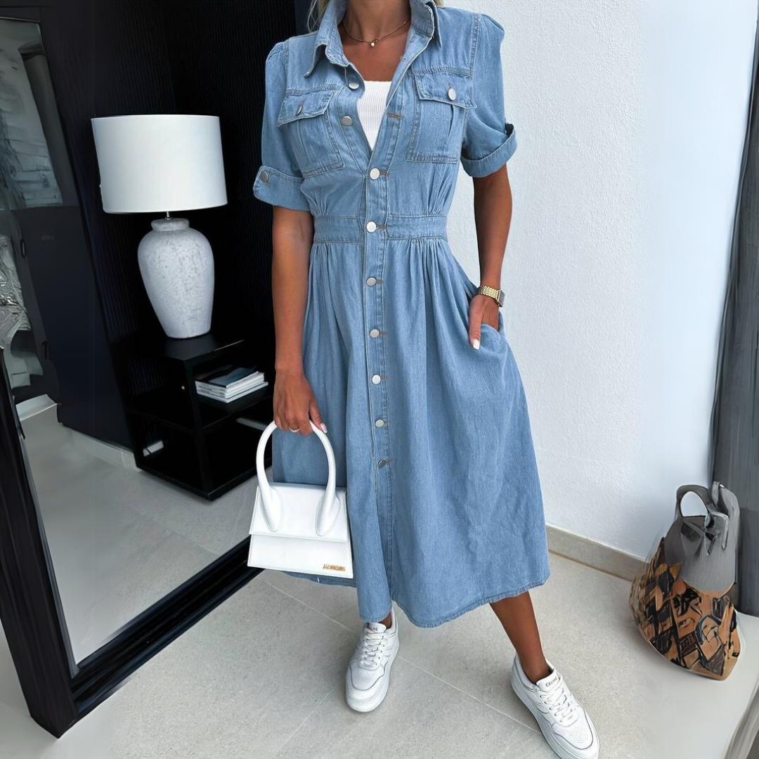 Elegante vintage zomer midi-jurk