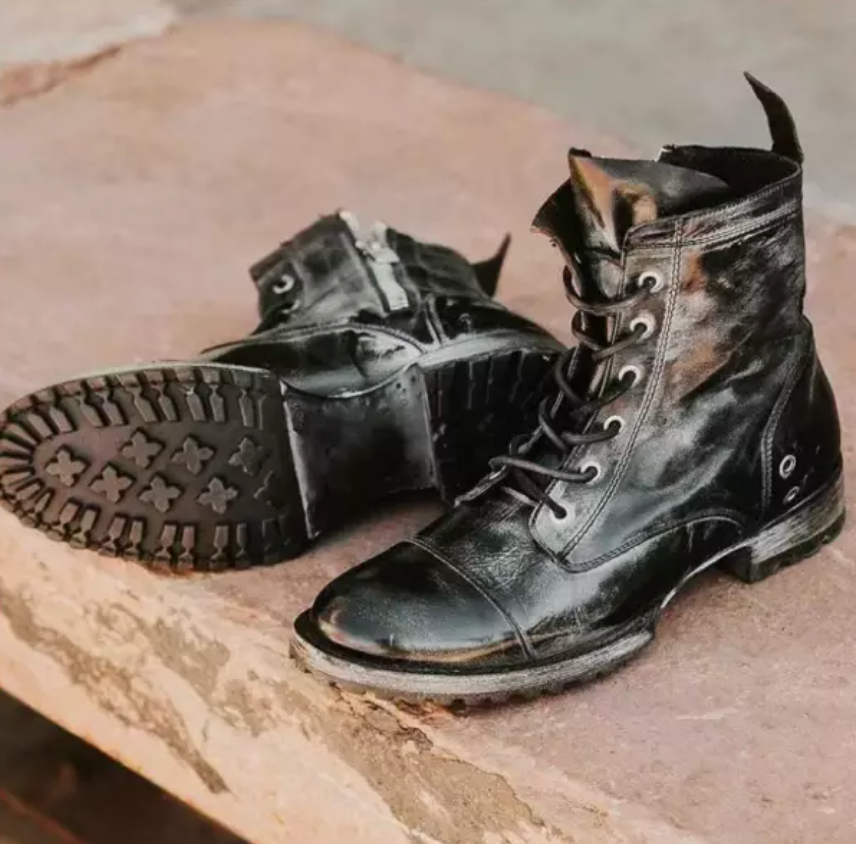 LD | Klassieke robuuste vintage leren veterlaarzen