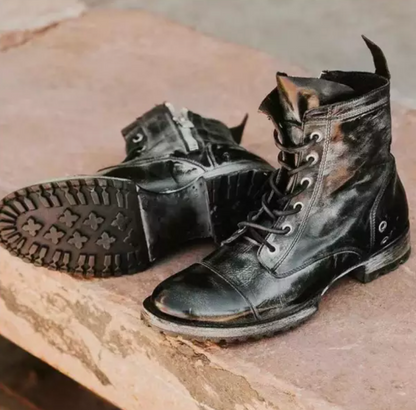 LD | Klassieke robuuste vintage leren veterlaarzen
