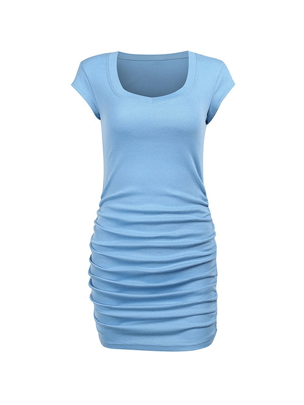 LD Eenvoudige bodycon mini jurk met ruches