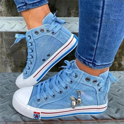 LD | Denim sneakers met witte zolen