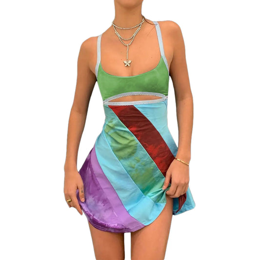 LD Vrouw Sexy Bodycon Half doorschijnend Mini Jurkje Y2K E-Girl