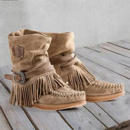 Boho mocassin laarzen met franjes