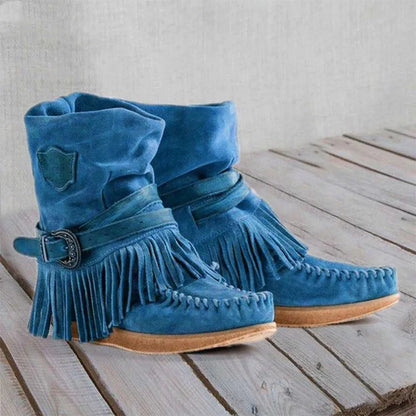 Boho mocassin laarzen met franjes