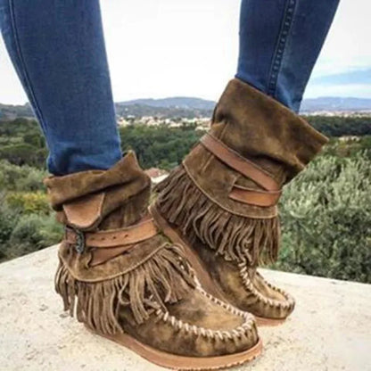 Boho mocassin laarzen met franjes