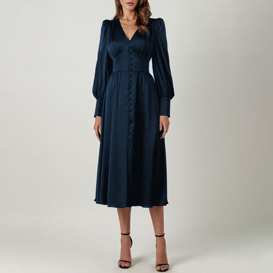 LD | Elegante satijnen midi-jurk met split