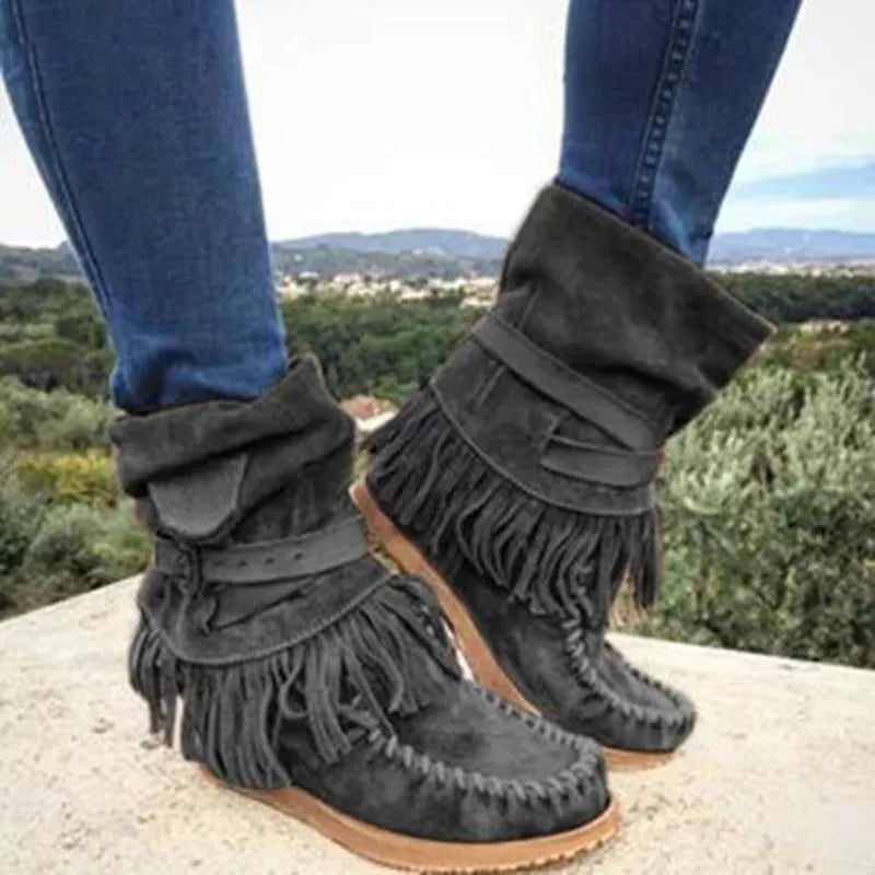 Boho mocassin laarzen met franjes