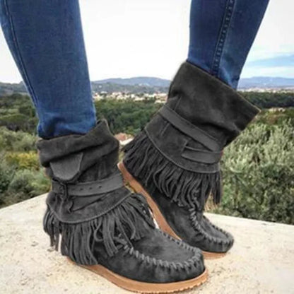 Boho mocassin laarzen met franjes