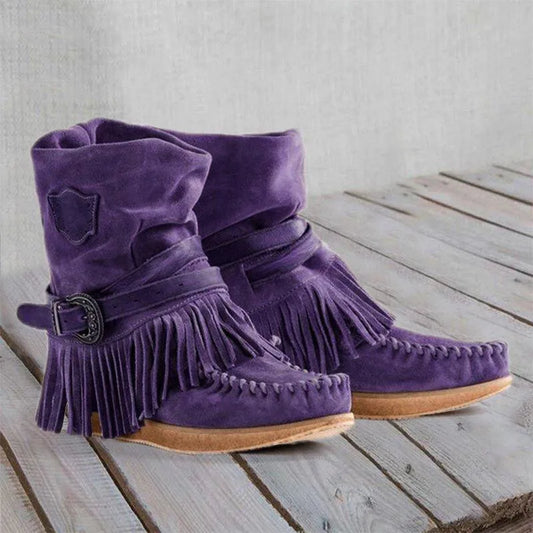 Boho mocassin laarzen met franjes