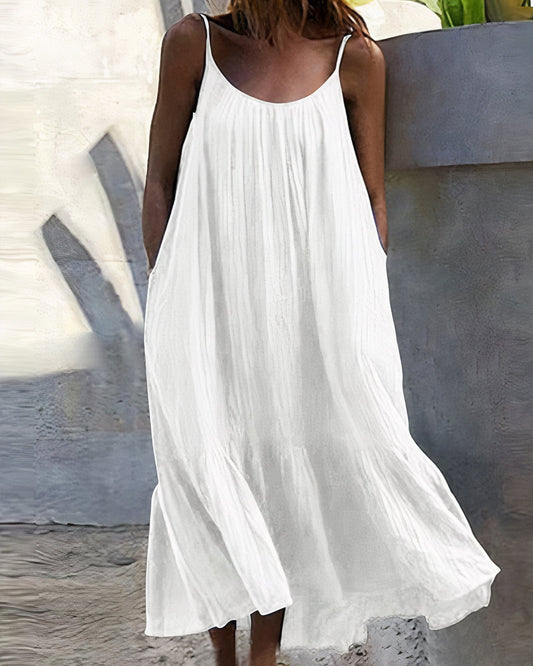 LD Eenvoudige mouwloze midi-jurk