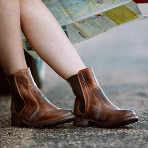 LD | Enkellaarsjes voor dames in vintagestijl leer