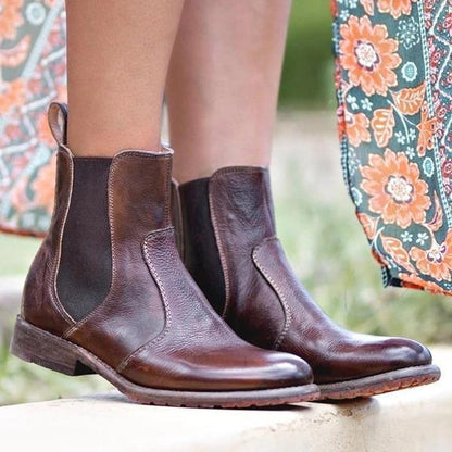 LD | Enkellaarsjes voor dames in vintagestijl leer