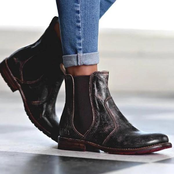 LD | Enkellaarsjes voor dames in vintagestijl leer
