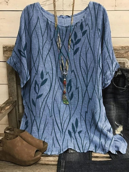 LD | Elegante blouse met bladprint