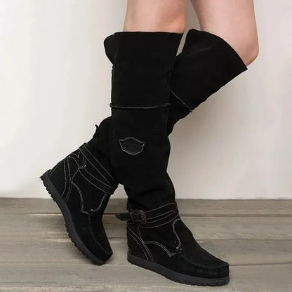 Boho-geïnspireerde kniehoge mocassins