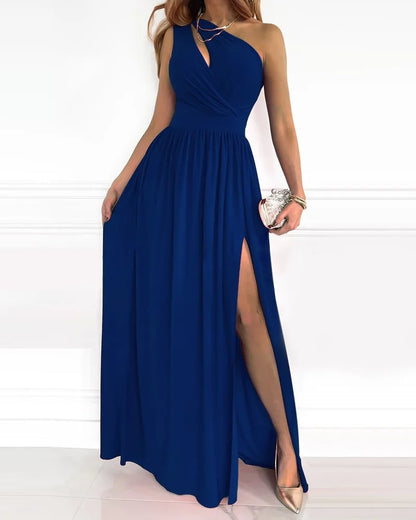 LD | Elegante maxi jurk met ����n schouder