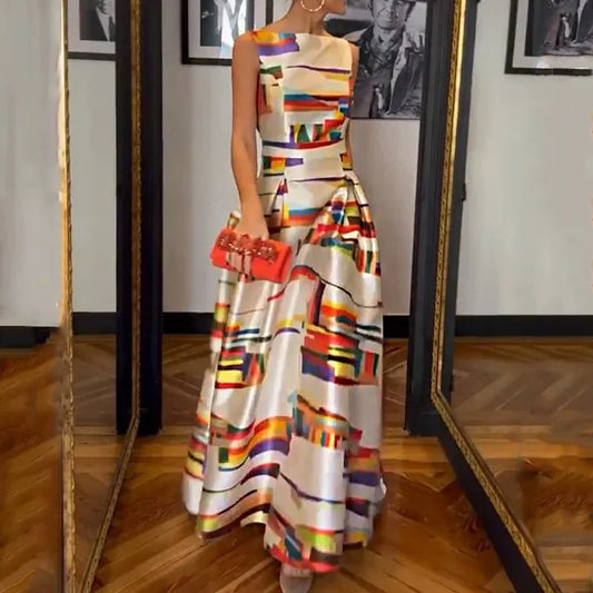 LD | maxi jurk zomermode elegante vintage print