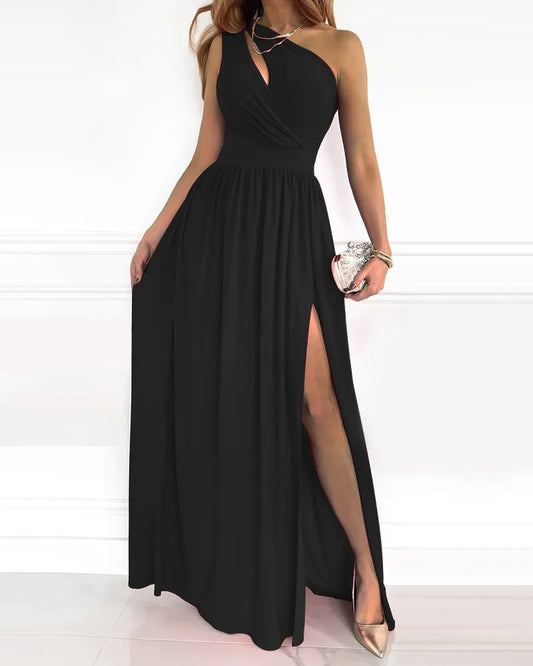 LD | Elegante maxi jurk met ����n schouder