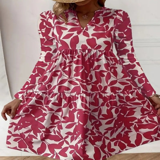 LD 2024 Dames Zomer Elegante V-Hals Geplooide Lijn Soondress Boho Print Mini Dress Casual Los Oversize Strand Soondress
