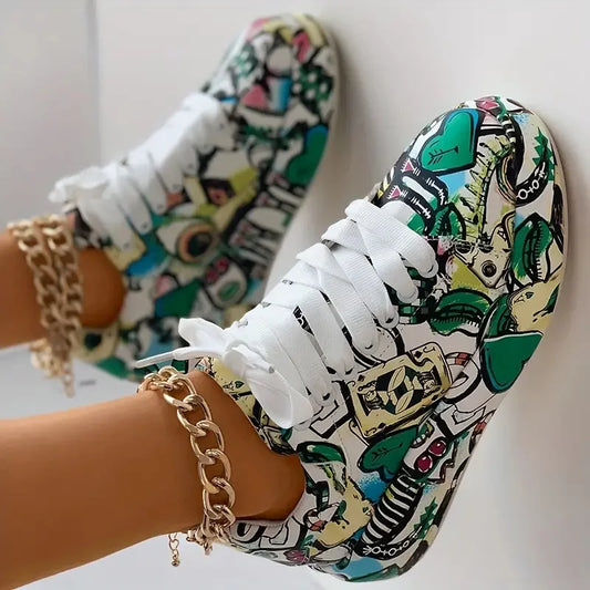 LD | hoge sneakers met graffitiprint