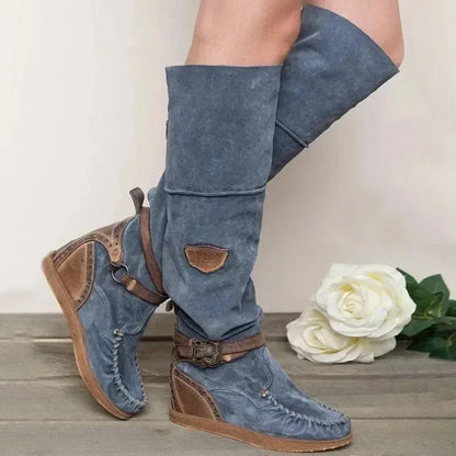 Boho-geïnspireerde kniehoge mocassins