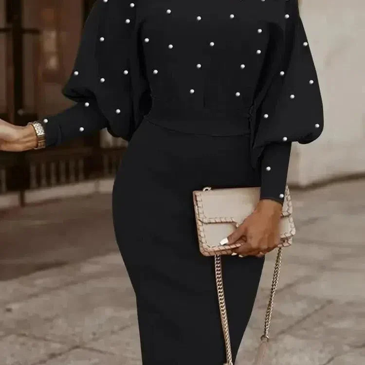 LD | Elegante bodycon jurk met lange mouwen wollen mini jurk voor vrouwen