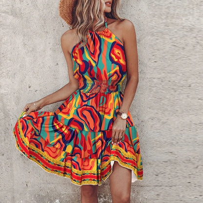 LD | Rugloze minijurk met onregelmatige print