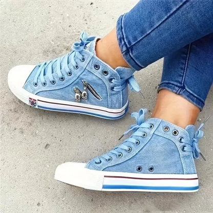 LD | Denim sneakers met witte zolen