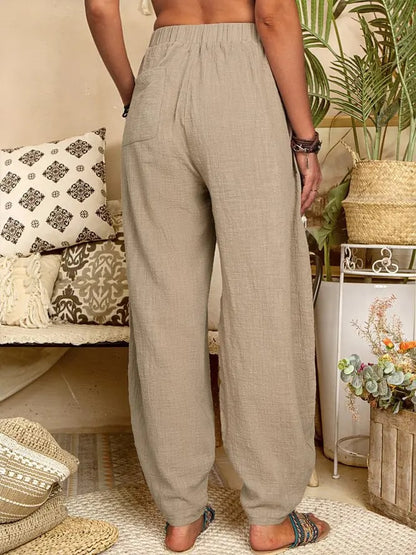 LD | Wijde linnen broek voor dames