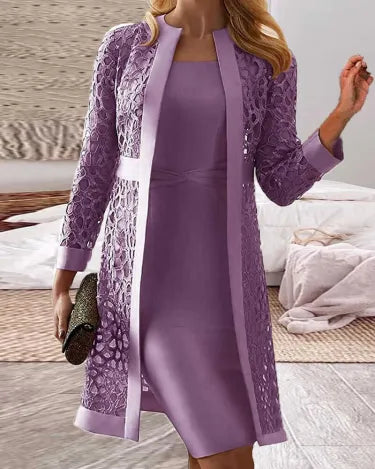 LD Dames Kanten Vest Jurk Tweedelige Set