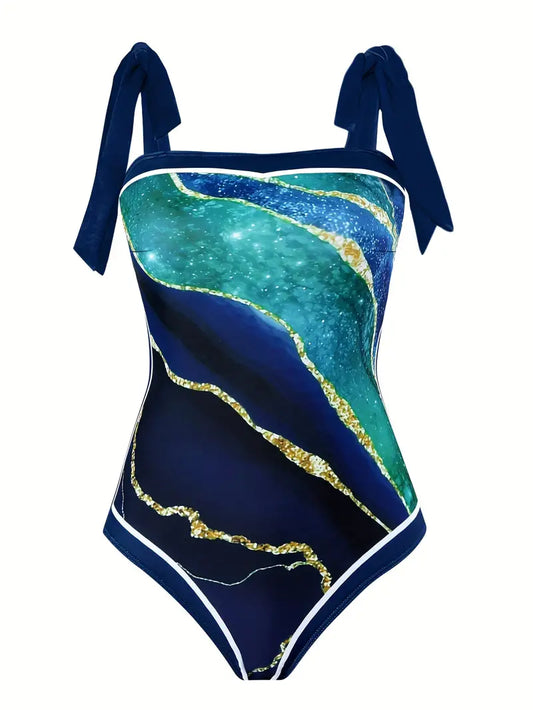 LD | Elegant zwempak & rok met marmerprint in één stuk