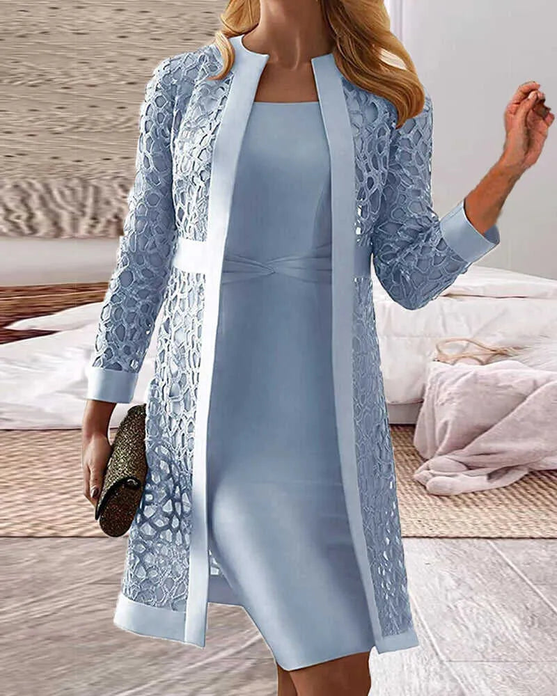 LD Dames Kanten Vest Jurk Tweedelige Set