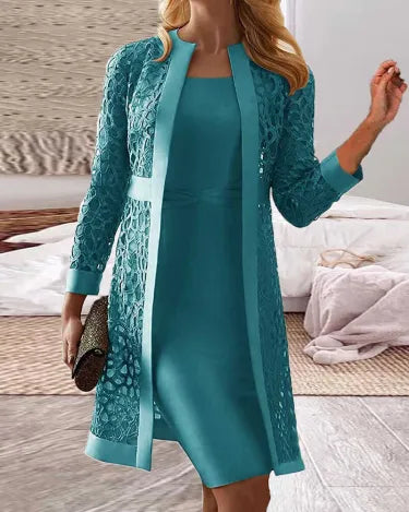 LD Dames Kanten Vest Jurk Tweedelige Set